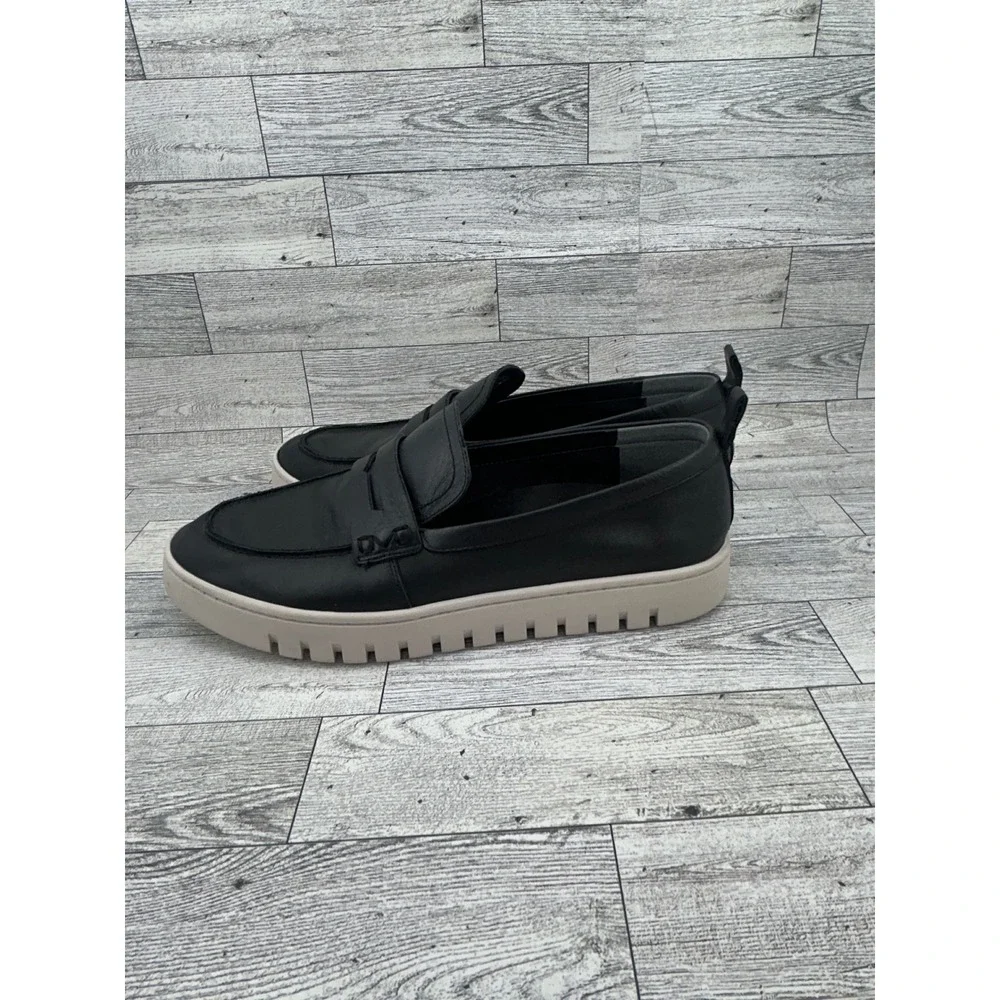 Vionic Uptown Black Leather Penny Loafer Lug Sole Platform‎ Sneakers Women Sz 10